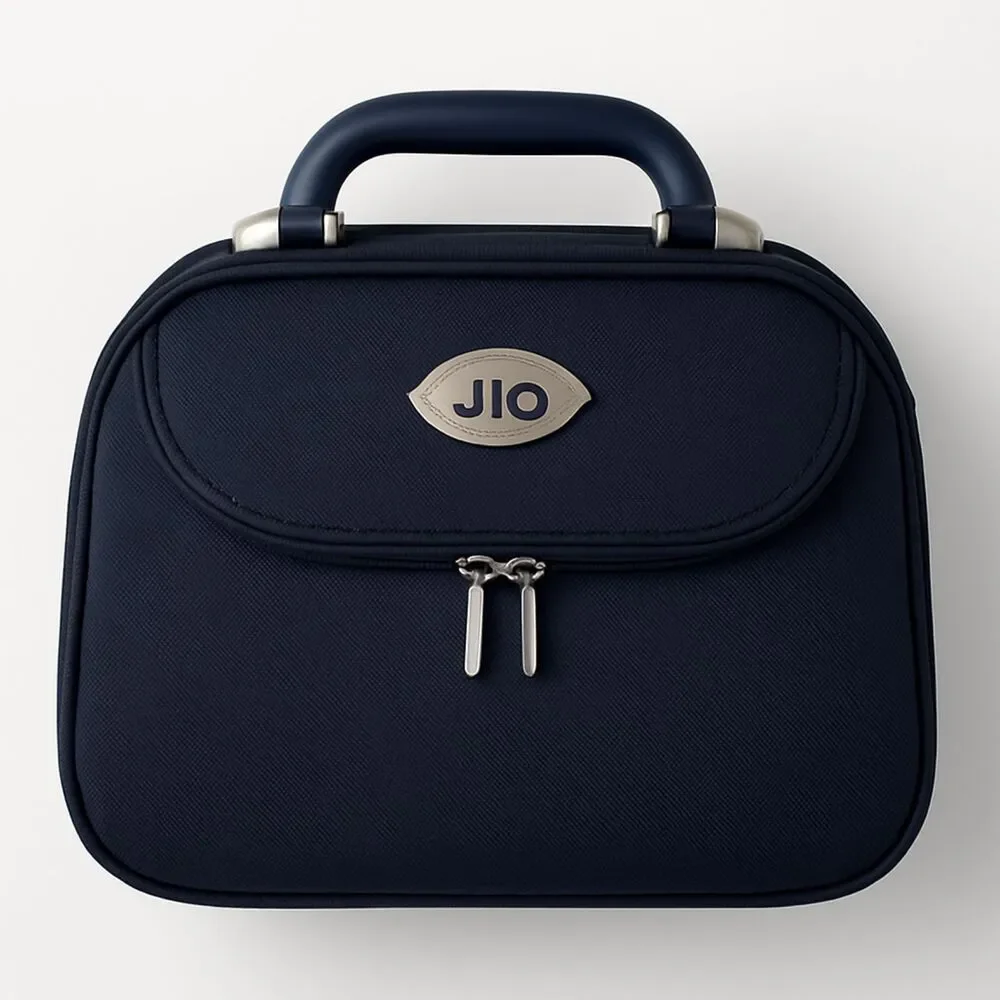 JIO Navy Blue Travel Bag Carry-On Toiletry Makeup Organizer Case vintage
